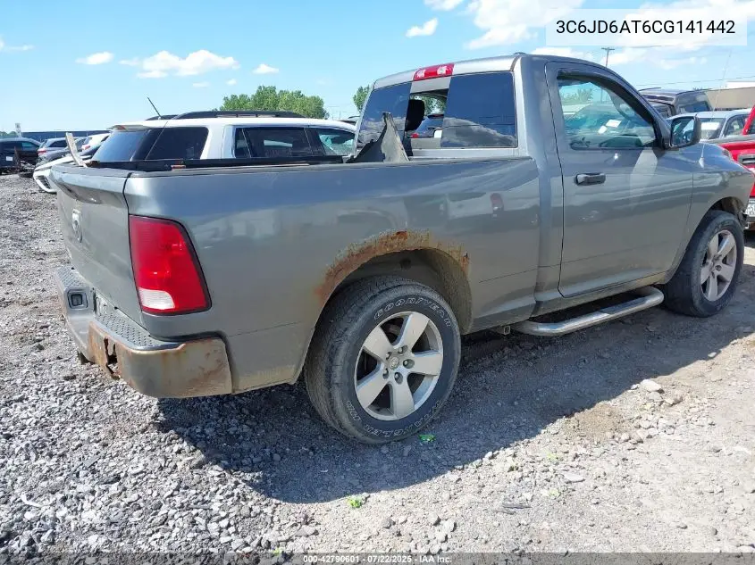 2012 Ram 1500 St VIN: 3C6JD6AT6CG141442 Lot: 42790601