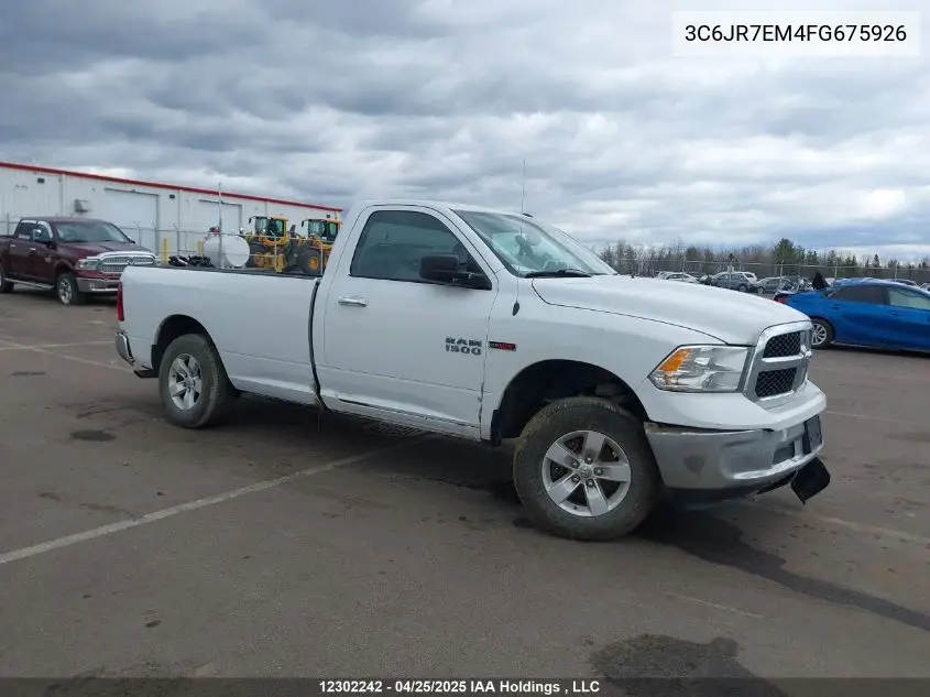 2015 Ram 1500 Slt VIN: 3C6JR7EM4FG675926 Lot: 12302242