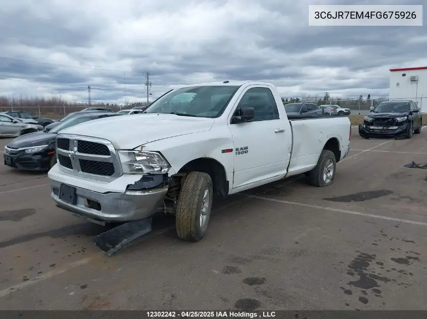 2015 Ram 1500 Slt VIN: 3C6JR7EM4FG675926 Lot: 12302242