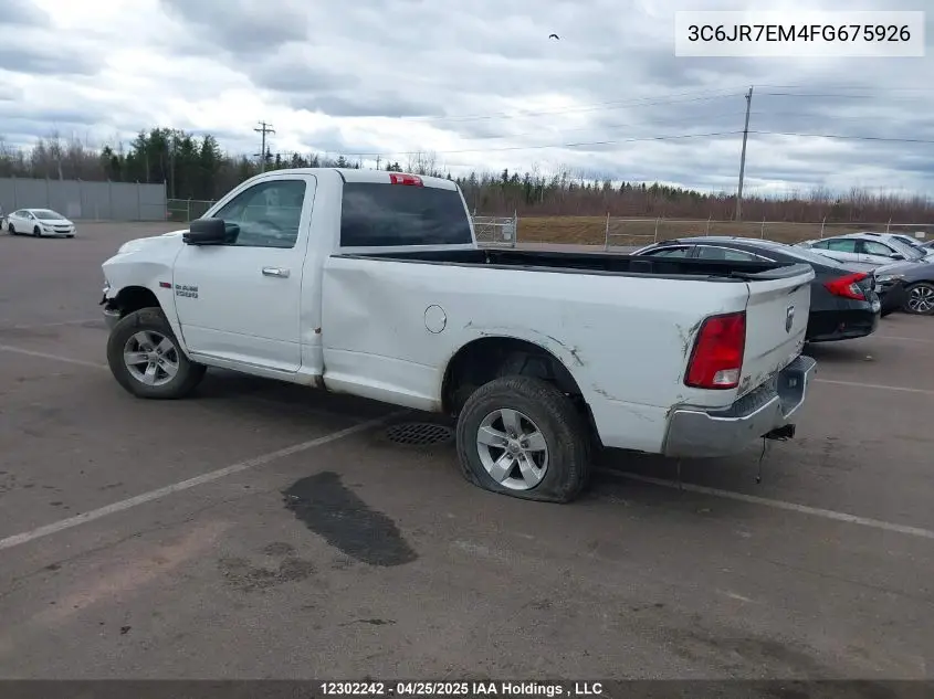 2015 Ram 1500 Slt VIN: 3C6JR7EM4FG675926 Lot: 12302242