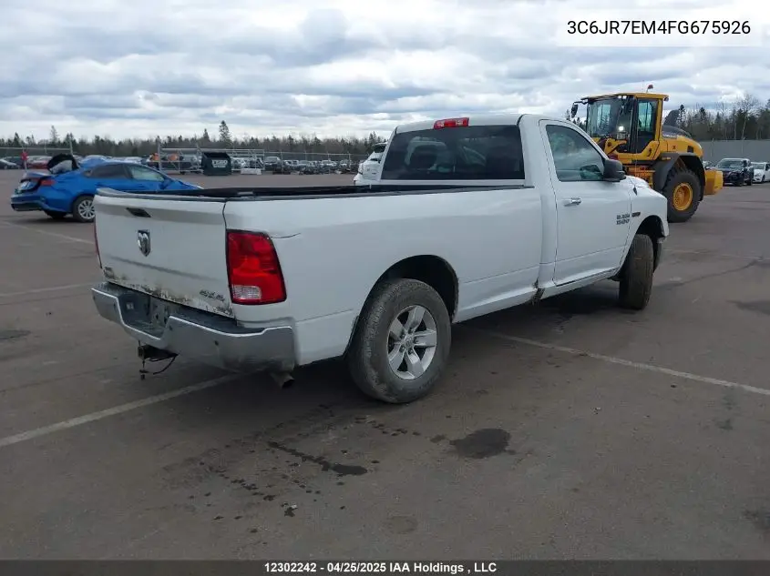 2015 Ram 1500 Slt VIN: 3C6JR7EM4FG675926 Lot: 12302242