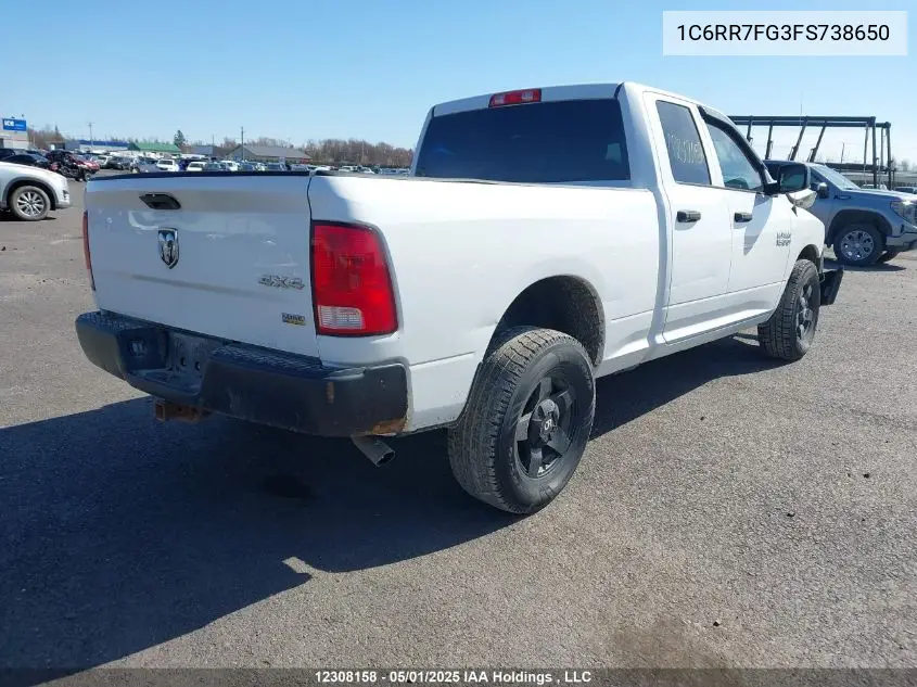 2015 Ram 1500 St VIN: 1C6RR7FG3FS738650 Lot: 12308158