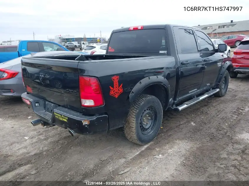 2017 Ram 1500 St VIN: 1C6RR7KT1HS747997 Lot: 12281484