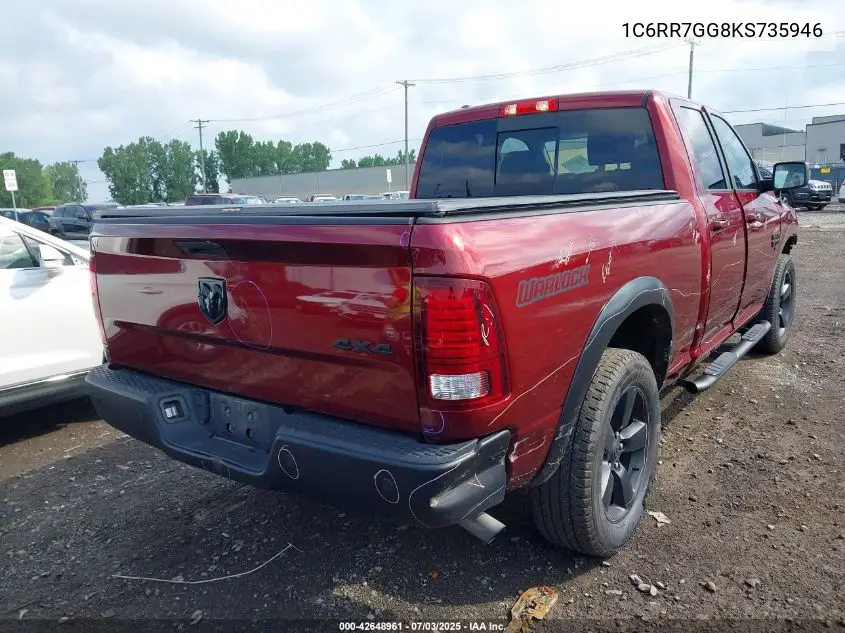 2019 Ram 1500 Classic Warlock 4X4 6'4 Box VIN: 1C6RR7GG8KS735946 Lot: 42648961