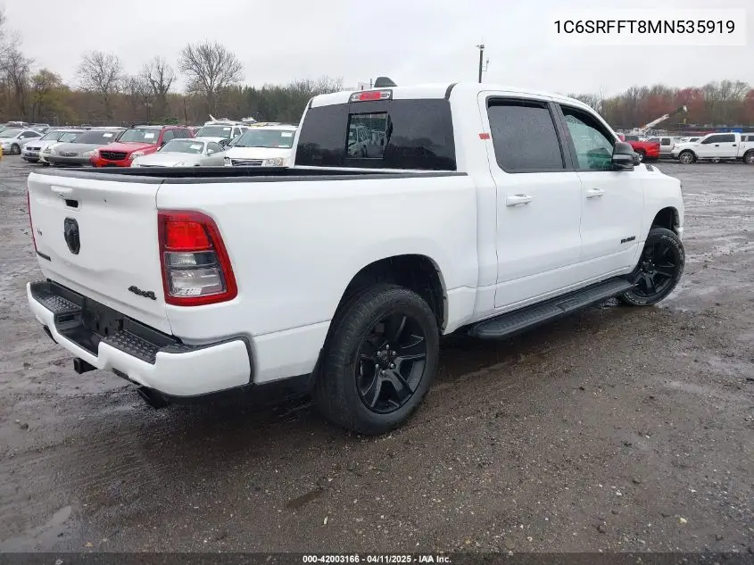 2021 Ram 1500 Big Horn 4X4 5'7 Box VIN: 1C6SRFFT8MN535919 Lot: 42003166