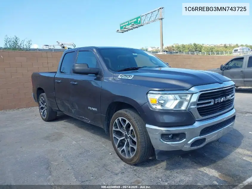 2021 Ram 1500 Big Horn 4X2 6'4 Box VIN: 1C6RREBG3MN743725 Lot: 42246949