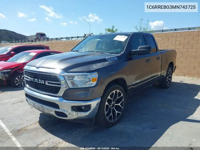 2021 Ram 1500 Big Horn 4X2 6'4 Box VIN: 1C6RREBG3MN743725 Lot: 42246949