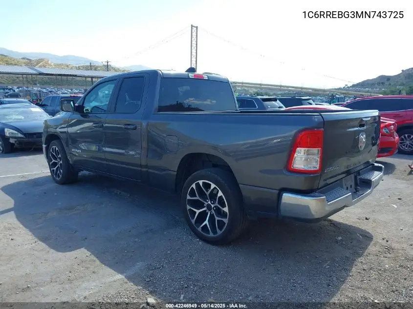 2021 Ram 1500 Big Horn 4X2 6'4 Box VIN: 1C6RREBG3MN743725 Lot: 42246949