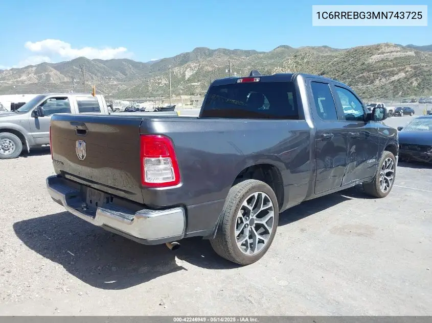 2021 Ram 1500 Big Horn 4X2 6'4 Box VIN: 1C6RREBG3MN743725 Lot: 42246949