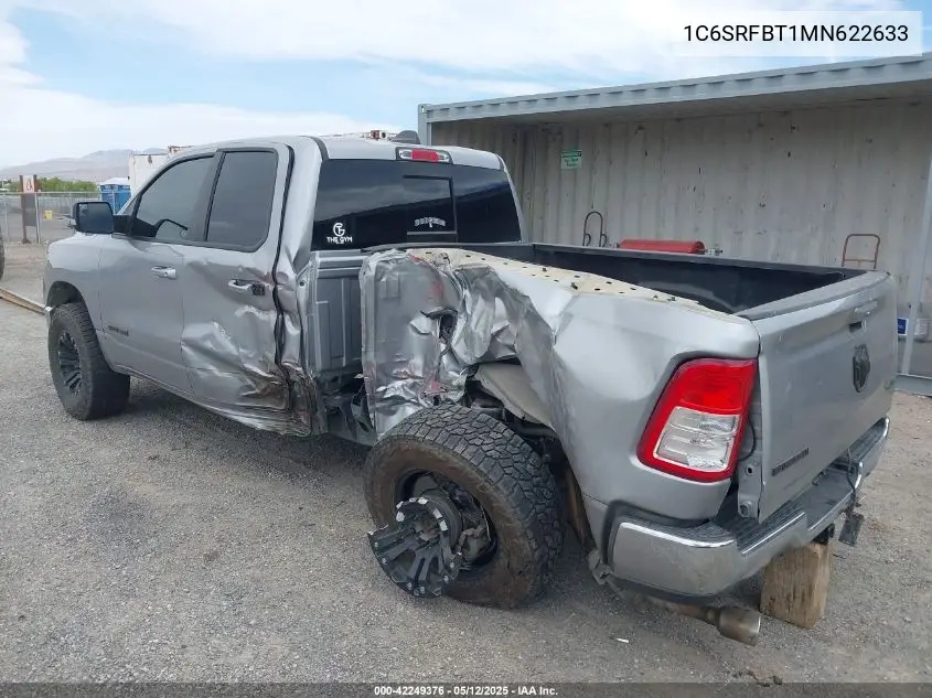2021 Ram 1500 Big Horn 4X4 6'4 Box VIN: 1C6SRFBT1MN622633 Lot: 42249376