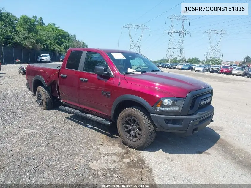 2022 Ram 1500 Classic Warlock 4X4 6'4 Box VIN: 1C6RR7GG0NS151836 Lot: 42653996