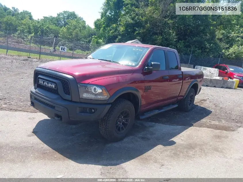 2022 Ram 1500 Classic Warlock 4X4 6'4 Box VIN: 1C6RR7GG0NS151836 Lot: 42653996