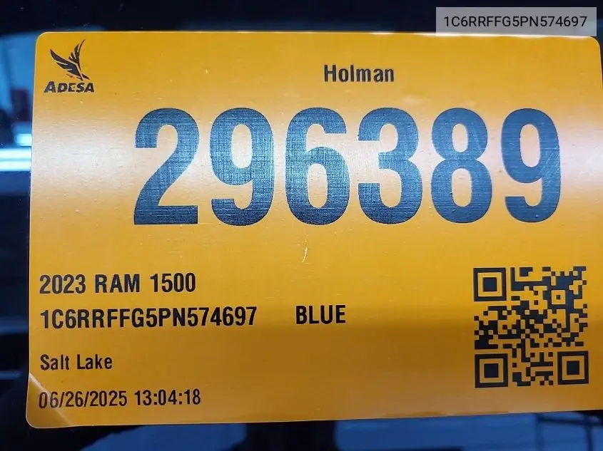 2023 Ram 1500 Big Horn 4X4 5'7 Box VIN: 1C6RRFFG5PN574697 Lot: 42672770