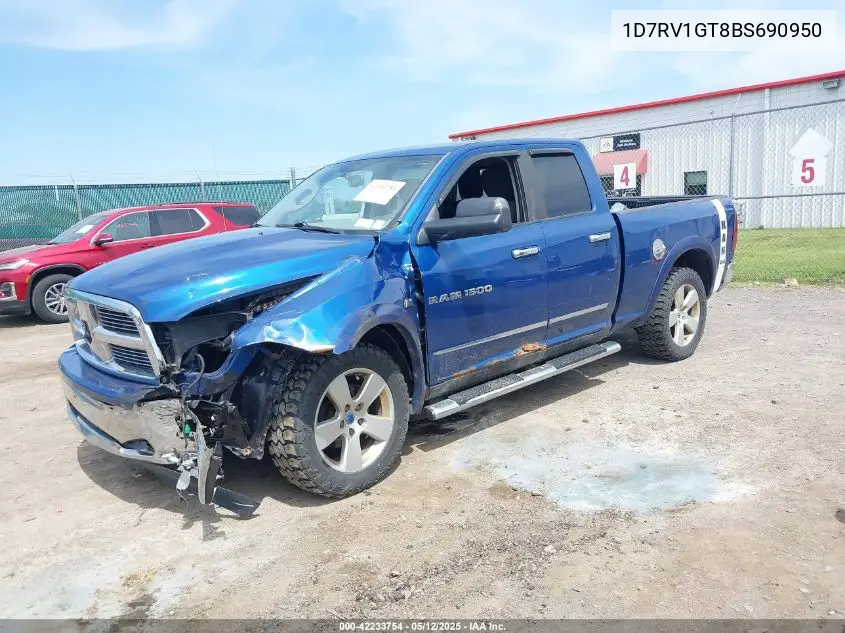 2011 Ram Ram 1500 Slt VIN: 1D7RV1GT8BS690950 Lot: 42233754