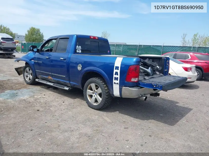 2011 Ram Ram 1500 Slt VIN: 1D7RV1GT8BS690950 Lot: 42233754