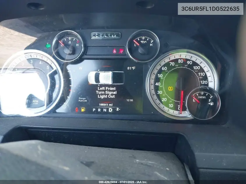 2013 Ram 2500 Laramie VIN: 3C6UR5FL1DG522635 Lot: 42625004
