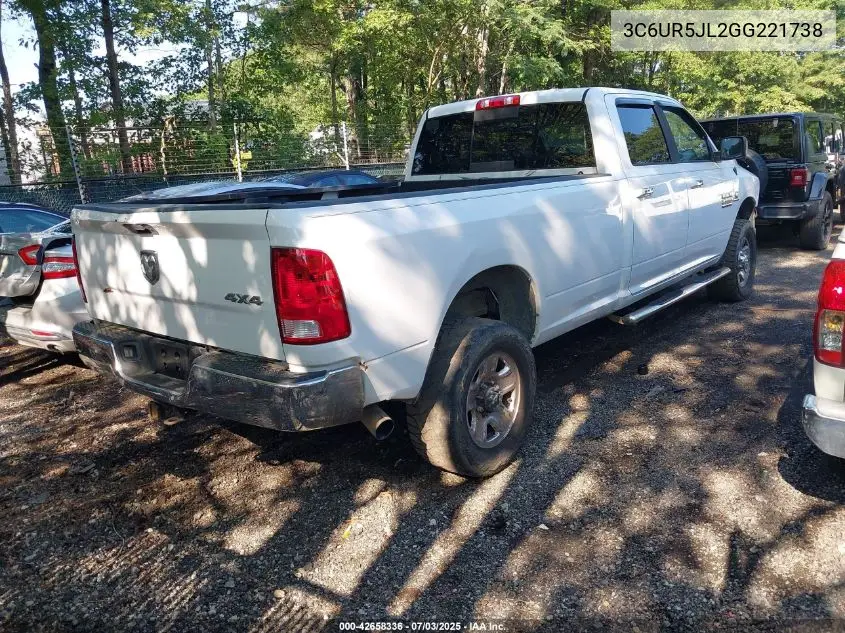 2016 Ram 2500 Slt VIN: 3C6UR5JL2GG221738 Lot: 42658336