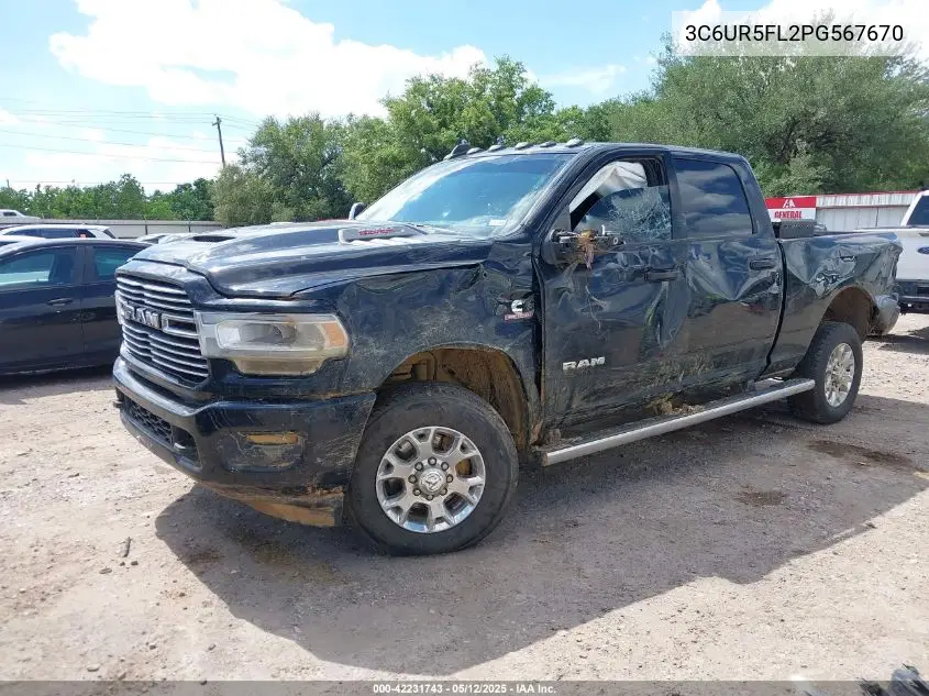 2023 Ram 2500 Laramie 4X4 6'4 Box VIN: 3C6UR5FL2PG567670 Lot: 42231743