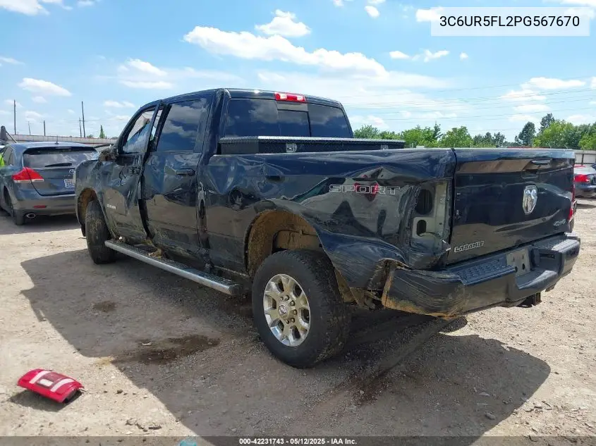 2023 Ram 2500 Laramie 4X4 6'4 Box VIN: 3C6UR5FL2PG567670 Lot: 42231743