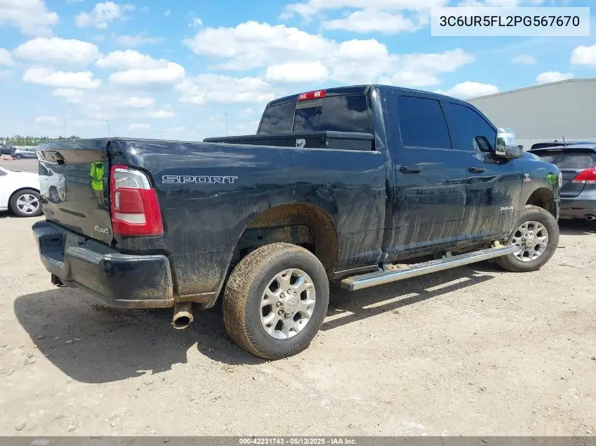 2023 Ram 2500 Laramie 4X4 6'4 Box VIN: 3C6UR5FL2PG567670 Lot: 42231743