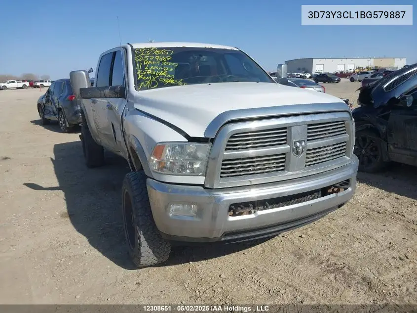 2011 Ram Ram 3500 Laramie VIN: 3D73Y3CL1BG579887 Lot: 12308651