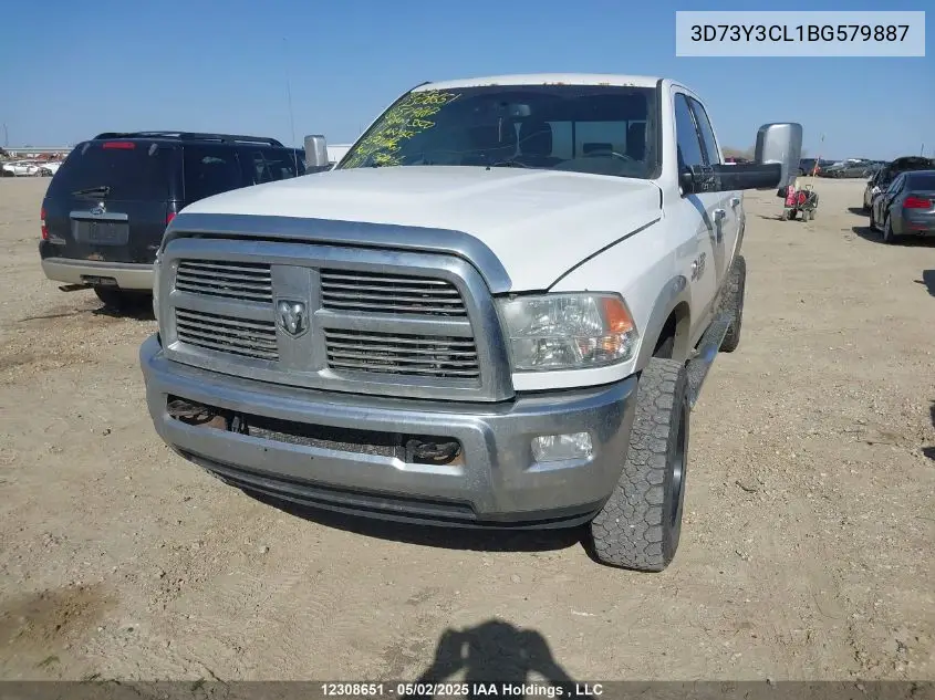 2011 Ram Ram 3500 Laramie VIN: 3D73Y3CL1BG579887 Lot: 12308651