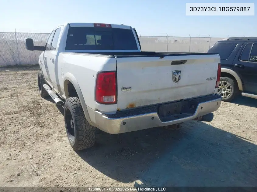 2011 Ram Ram 3500 Laramie VIN: 3D73Y3CL1BG579887 Lot: 12308651