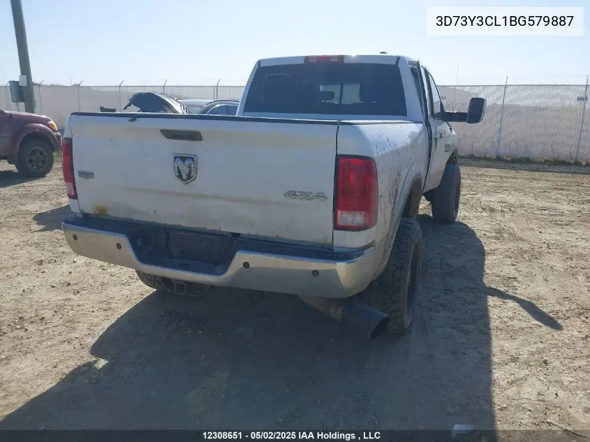 2011 Ram Ram 3500 Laramie VIN: 3D73Y3CL1BG579887 Lot: 12308651