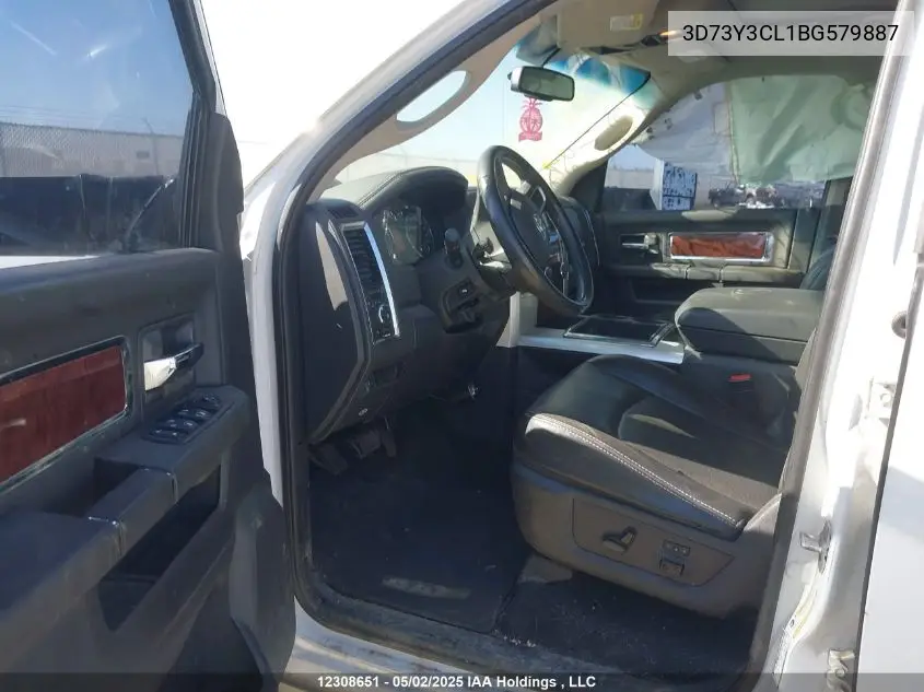 2011 Ram Ram 3500 Laramie VIN: 3D73Y3CL1BG579887 Lot: 12308651