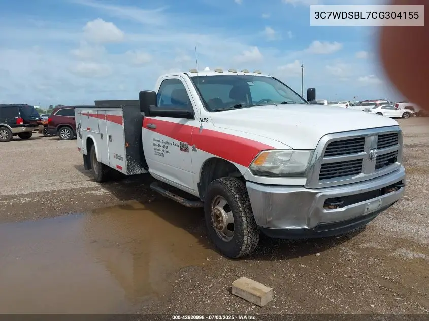 2012 Ram 3500 Chassis St/Slt VIN: 3C7WDSBL7CG304155 Lot: 42620998