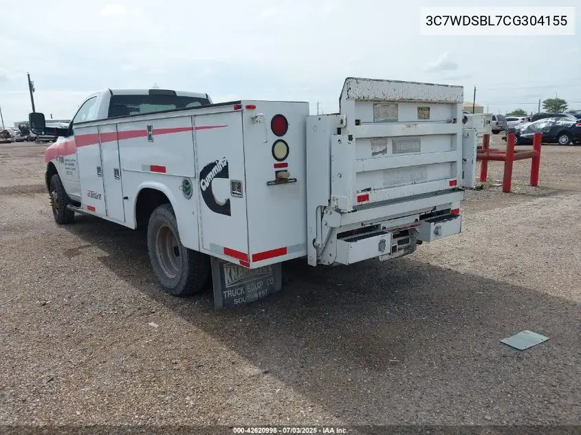 2012 Ram 3500 Chassis St/Slt VIN: 3C7WDSBL7CG304155 Lot: 42620998