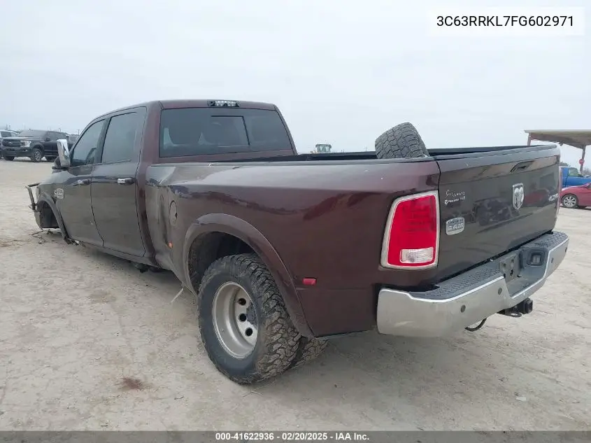 2015 Ram 3500 Longhorn VIN: 3C63RRKL7FG602971 Lot: 41622936
