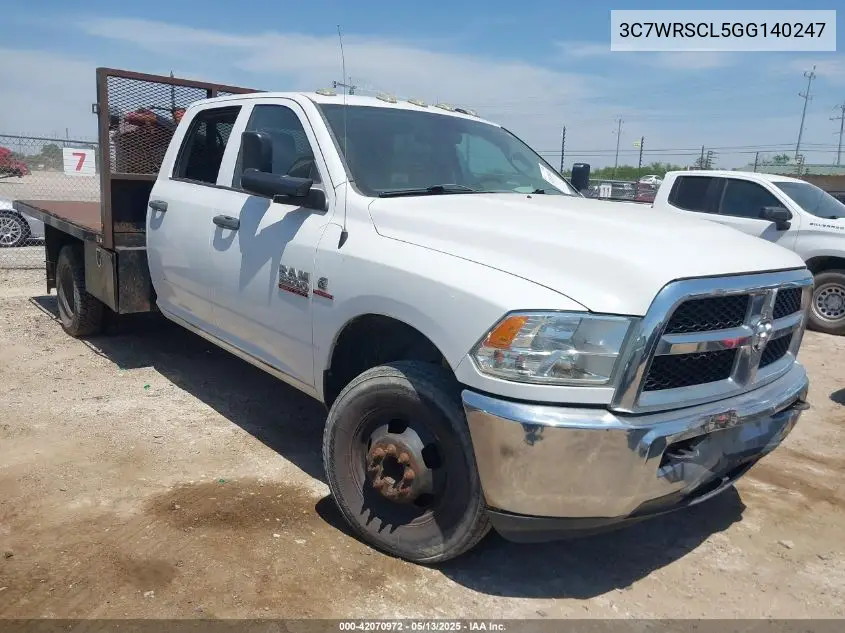 2016 Ram 3500 Chassis Tradesman/Slt/Laramie VIN: 3C7WRSCL5GG140247 Lot: 42070972