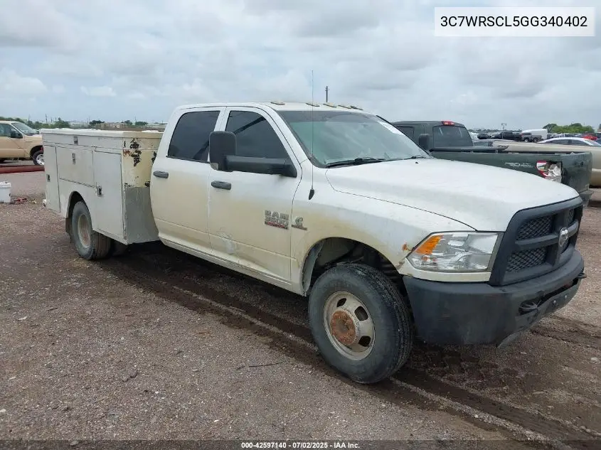 2016 Ram 3500 Chassis Tradesman/Slt/Laramie VIN: 3C7WRSCL5GG340402 Lot: 42597140