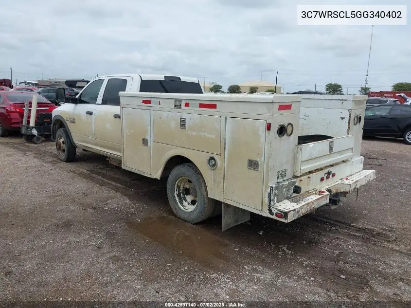 2016 Ram 3500 Chassis Tradesman/Slt/Laramie VIN: 3C7WRSCL5GG340402 Lot: 42597140