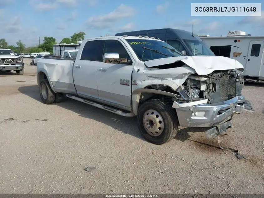 2018 Ram 3500 Laramie 4X4 8' Box VIN: 3C63RRJL7JG111648 Lot: 42053136