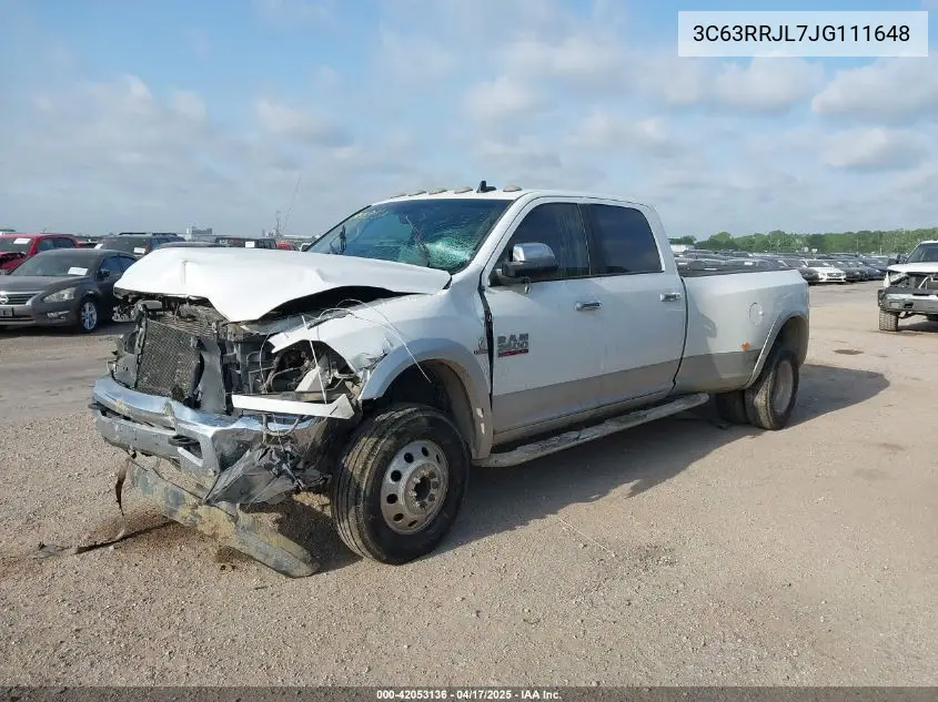 2018 Ram 3500 Laramie 4X4 8' Box VIN: 3C63RRJL7JG111648 Lot: 42053136