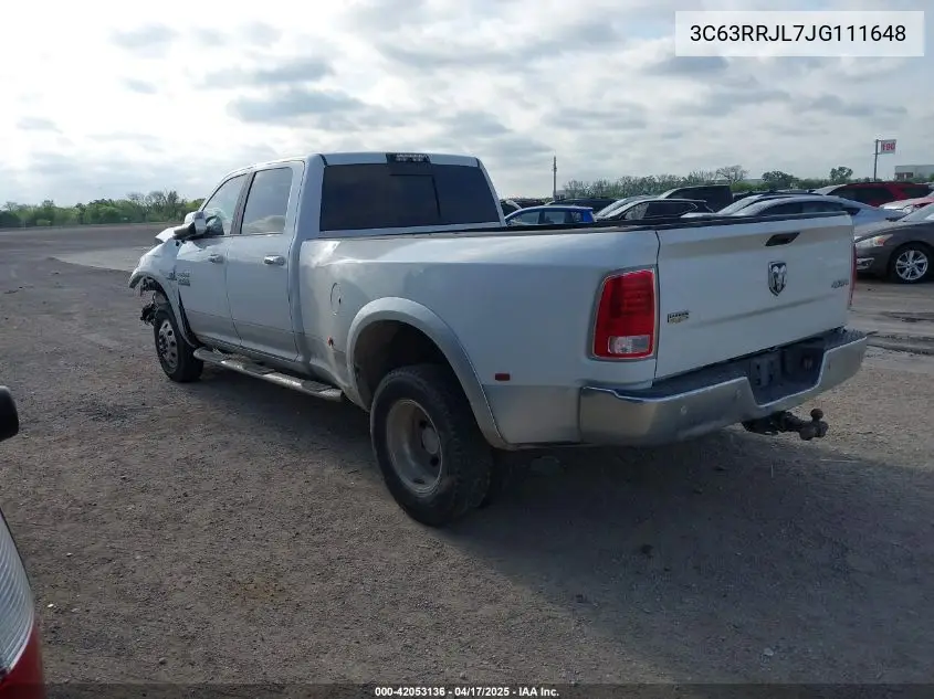 2018 Ram 3500 Laramie 4X4 8' Box VIN: 3C63RRJL7JG111648 Lot: 42053136