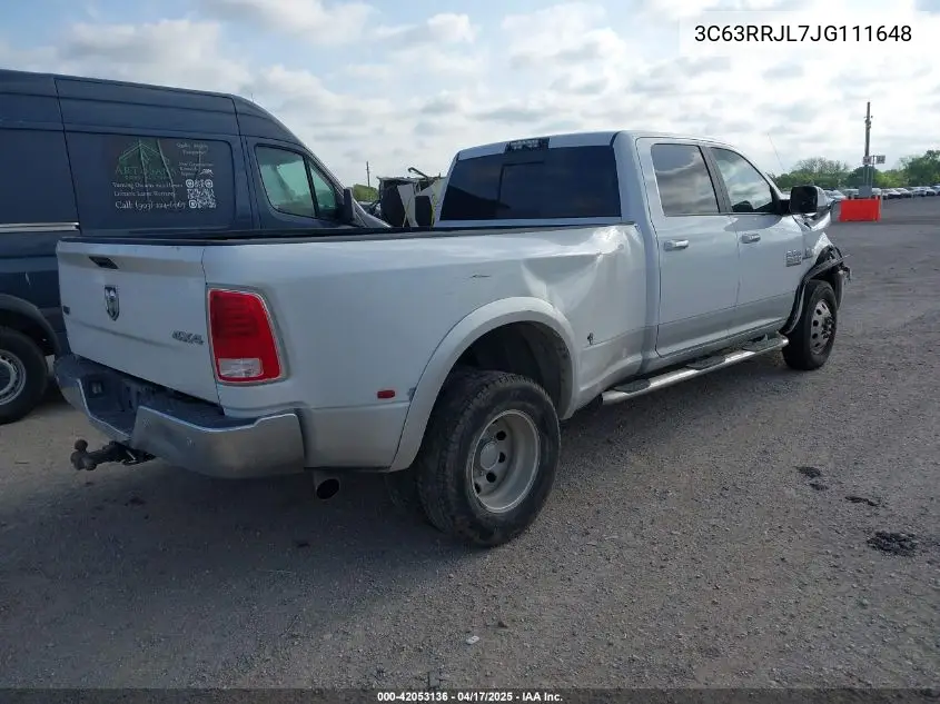 2018 Ram 3500 Laramie 4X4 8' Box VIN: 3C63RRJL7JG111648 Lot: 42053136