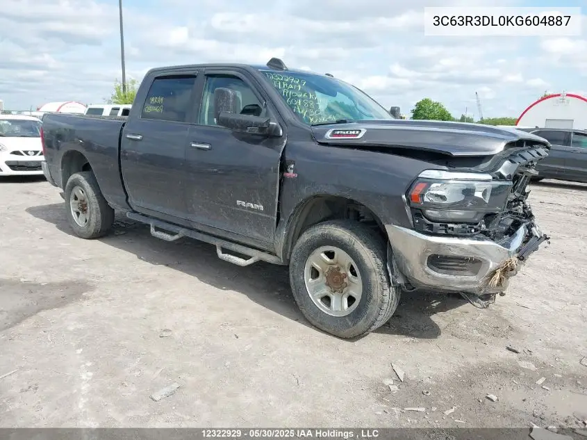 2019 Ram 3500 Big Horn VIN: 3C63R3DL0KG604887 Lot: 12322929