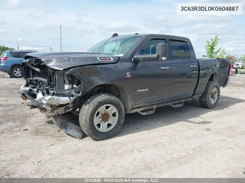 2019 Ram 3500 Big Horn VIN: 3C63R3DL0KG604887 Lot: 12322929