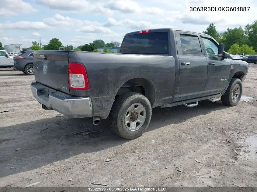2019 Ram 3500 Big Horn VIN: 3C63R3DL0KG604887 Lot: 12322929