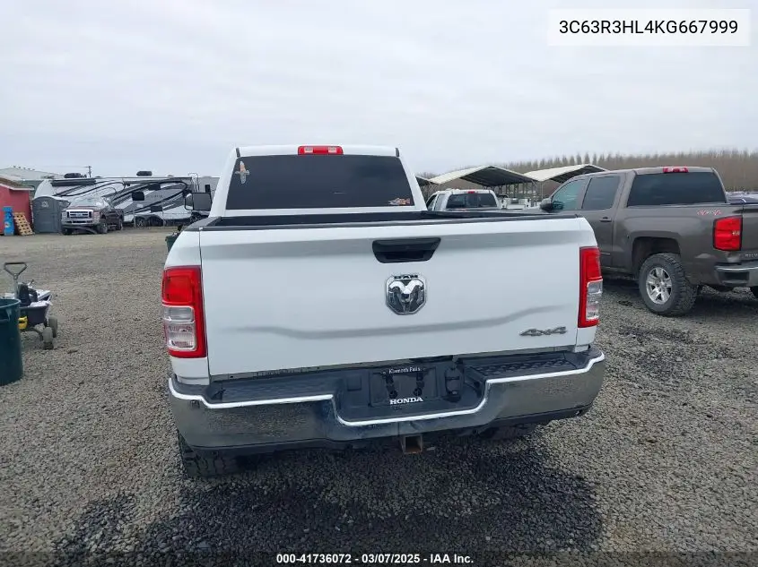 2019 Ram 3500 Big Horn 4X4 8' Box VIN: 3C63R3HL4KG667999 Lot: 41736072