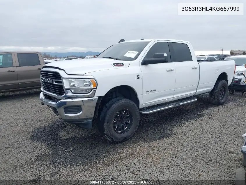 2019 Ram 3500 Big Horn 4X4 8' Box VIN: 3C63R3HL4KG667999 Lot: 41736072