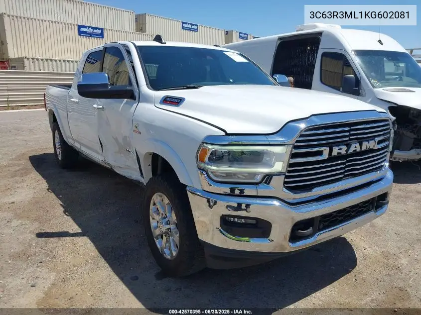 2019 Ram 3500 Laramie 4X4 6'4 Box VIN: 3C63R3ML1KG602081 Lot: 42570395