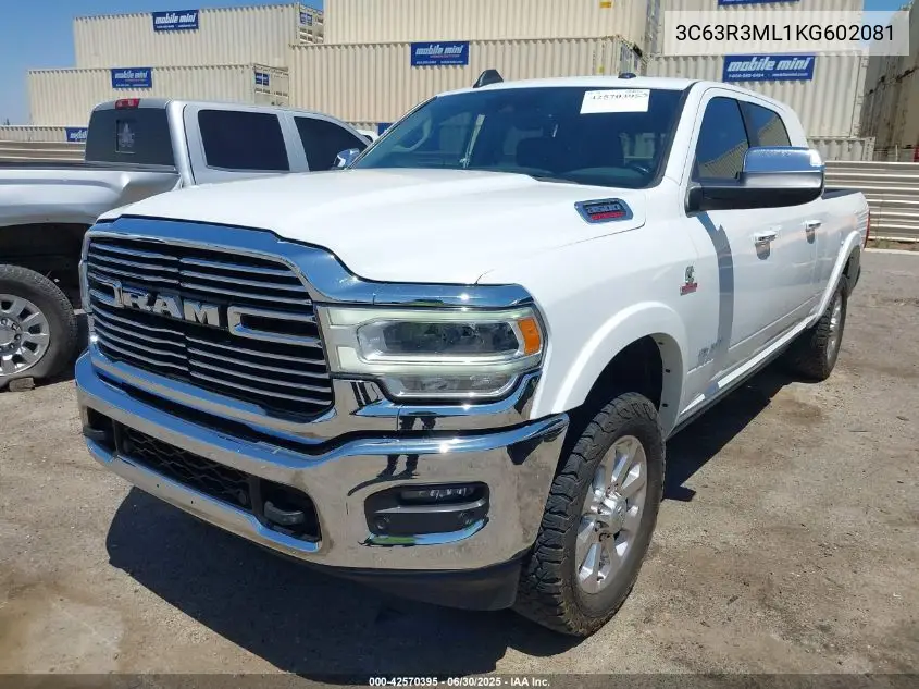 2019 Ram 3500 Laramie 4X4 6'4 Box VIN: 3C63R3ML1KG602081 Lot: 42570395