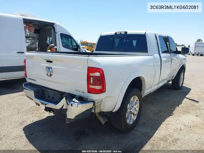 2019 Ram 3500 Laramie 4X4 6'4 Box VIN: 3C63R3ML1KG602081 Lot: 42570395