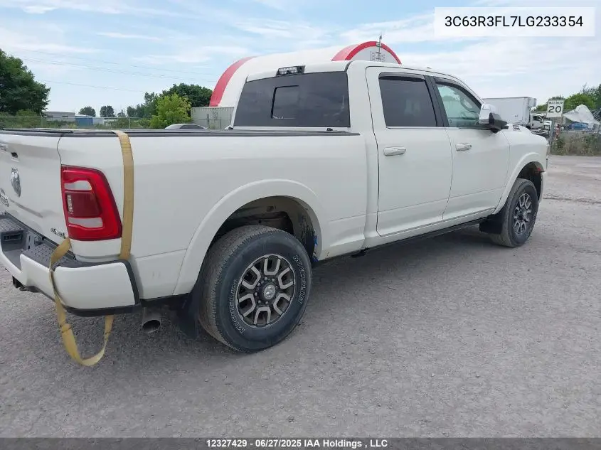 2020 Ram 3500 Longhorn VIN: 3C63R3FL7LG233354 Lot: 12327429