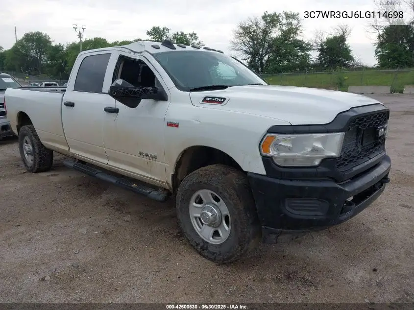 2020 Ram 3500 Tradesman 4X4 8' Box VIN: 3C7WR3GJ6LG114698 Lot: 42600530