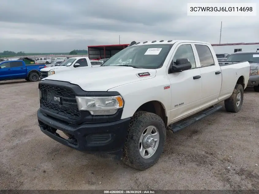 2020 Ram 3500 Tradesman 4X4 8' Box VIN: 3C7WR3GJ6LG114698 Lot: 42600530